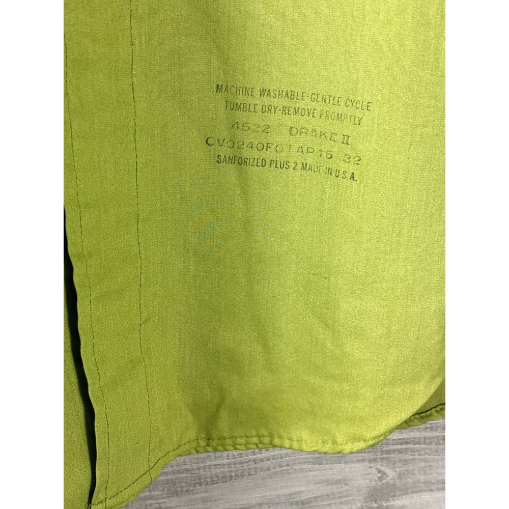 Vintage 70s Arrow Kent Lime Green Button Down Shirt Men 15/32 M disco big collar - Picture 3 of 8